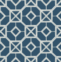 Livia Trellis Wallpaper Wallpaper A-Street Prints Double Roll Dark Blue 