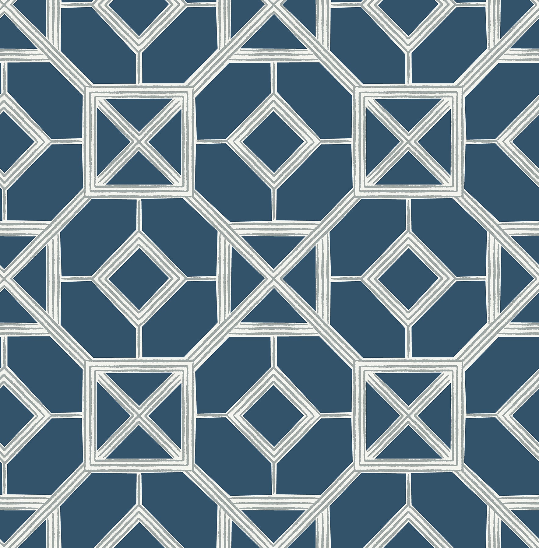 Livia Trellis Wallpaper Wallpaper A-Street Prints Double Roll Dark Blue 
