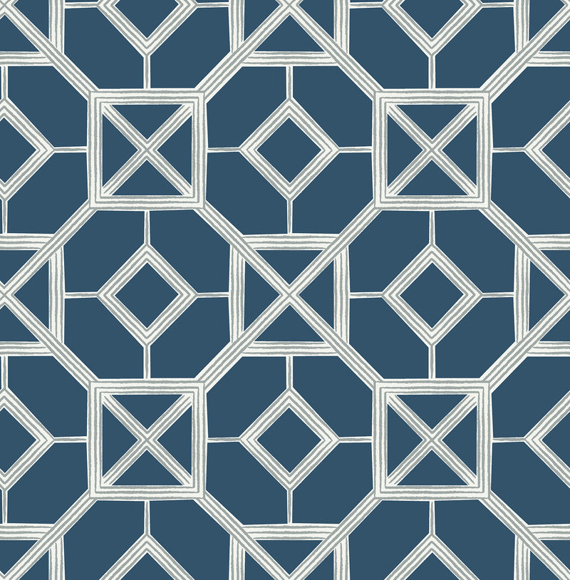 Livia Trellis Wallpaper Wallpaper A-Street Prints Double Roll Dark Blue 