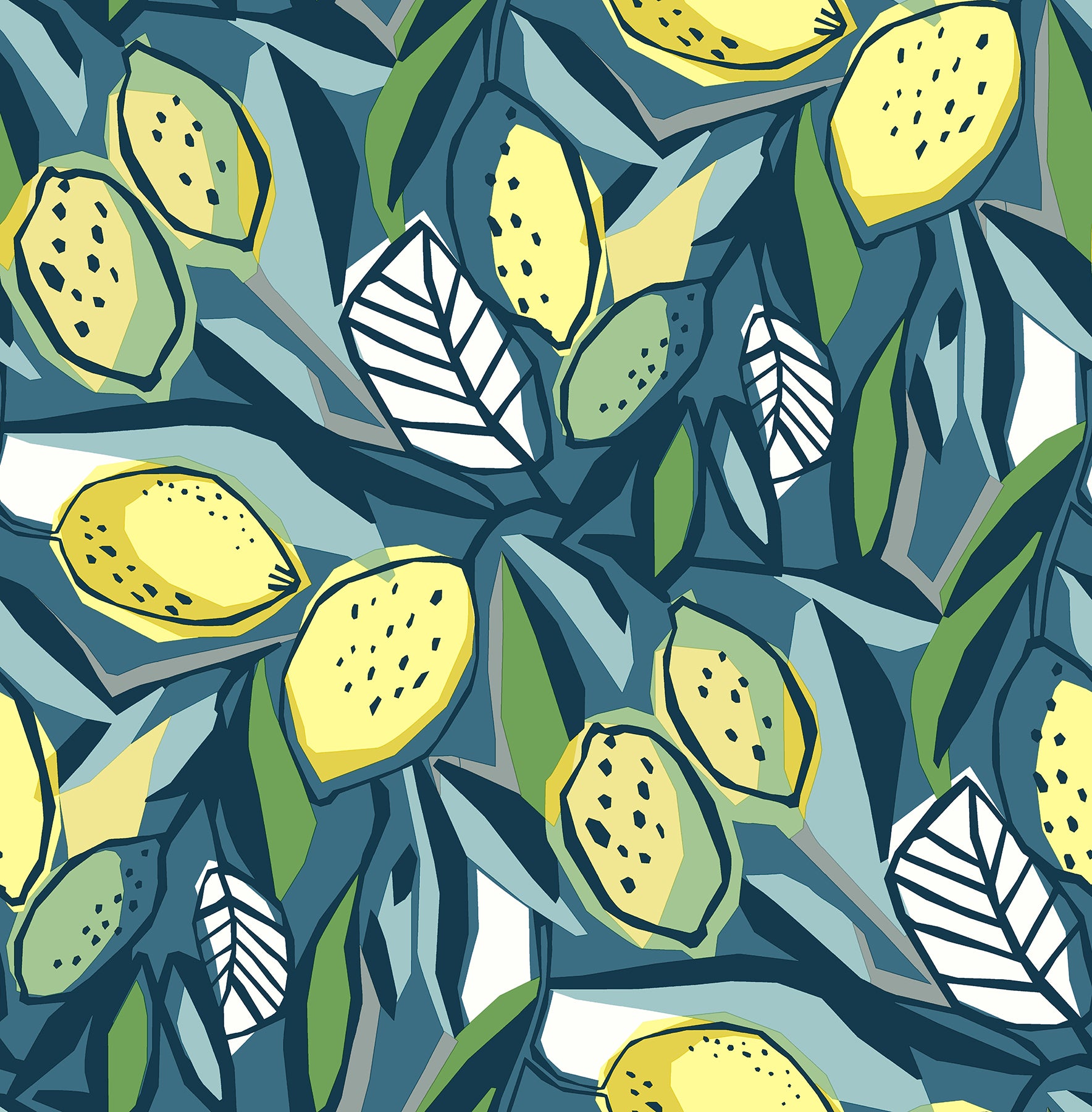 Meyer Chartreuse Citrus Wallpaper Wallpaper A-Street Prints Double Roll Blue 