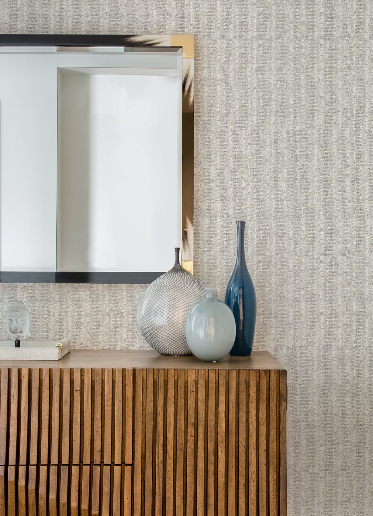 Maia Faux Linen Wallpaper Wallpaper A-Street Prints   