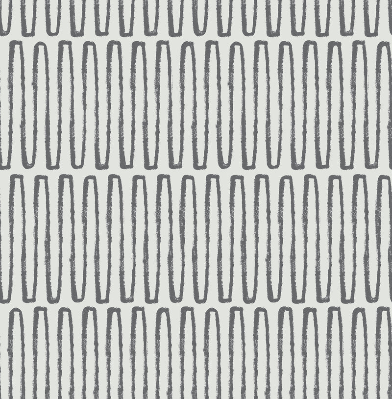 Lars Mustard Retro Wave Wallpaper Wallpaper A-Street Prints Double Roll Charcoal 
