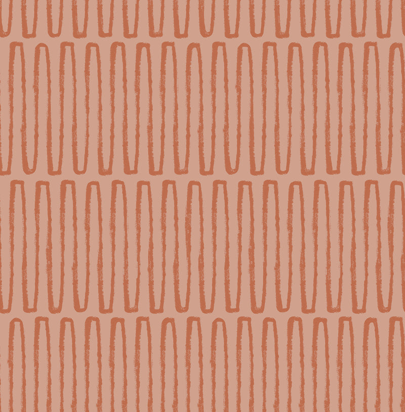 Lars Mustard Retro Wave Wallpaper Wallpaper A-Street Prints Double Roll Coral 