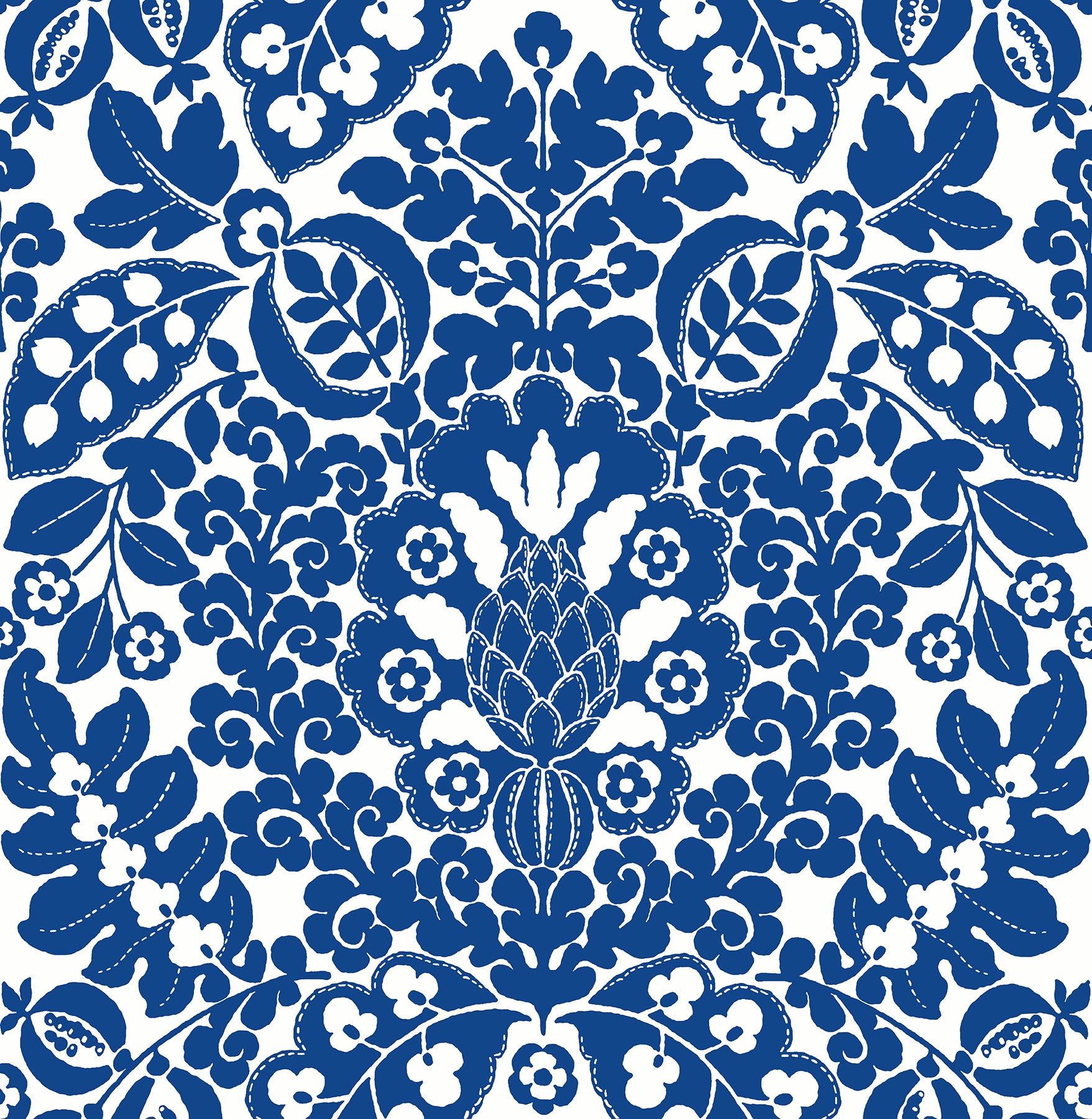 Marni Fruit Damask Wallpaper Wallpaper A-Street Prints Double Roll Blue 