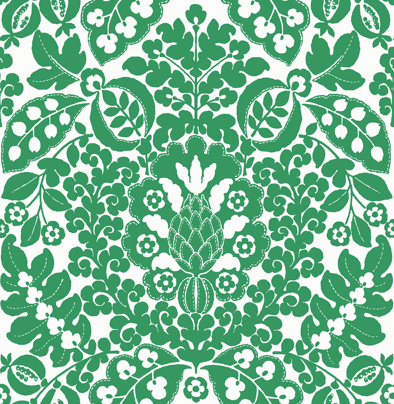 Marni Fruit Damask Wallpaper Wallpaper A-Street Prints Double Roll Green 