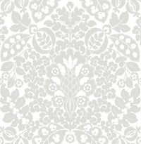 Marni Fruit Damask Wallpaper Wallpaper A-Street Prints Double Roll Grey 