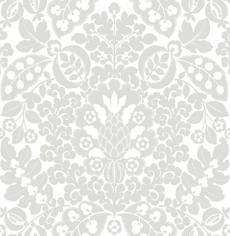 Marni Fruit Damask Wallpaper Wallpaper A-Street Prints Double Roll Grey 