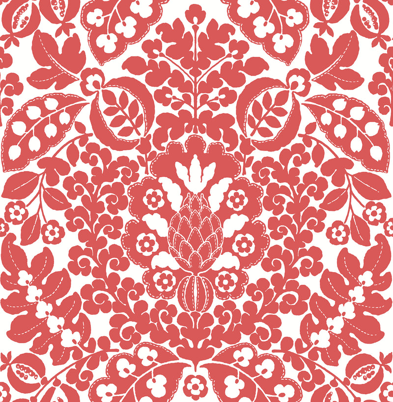 Marni Fruit Damask Wallpaper Wallpaper A-Street Prints Double Roll Red 