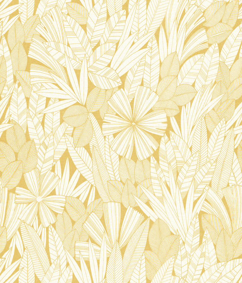 Bannon Leaves Wallpaper Wallpaper A-Street Prints Double Roll Yellow 