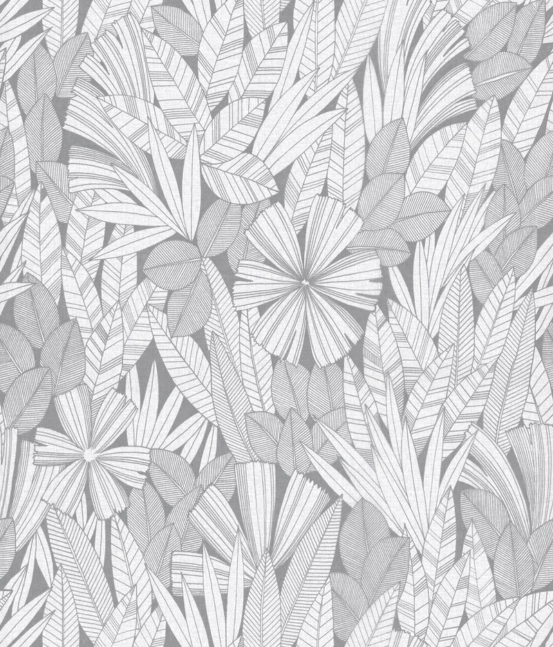 Bannon Leaves Wallpaper Wallpaper A-Street Prints Double Roll Grey 
