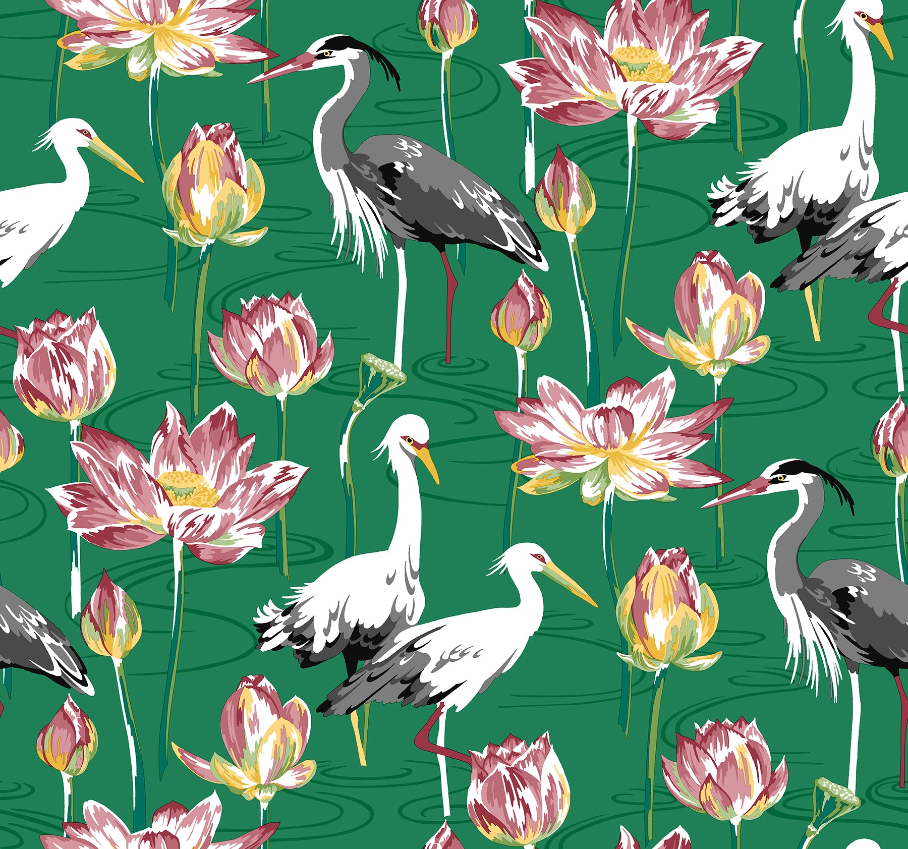 Barton Heron Wallpaper Wallpaper A-Street Prints Double Roll Green 