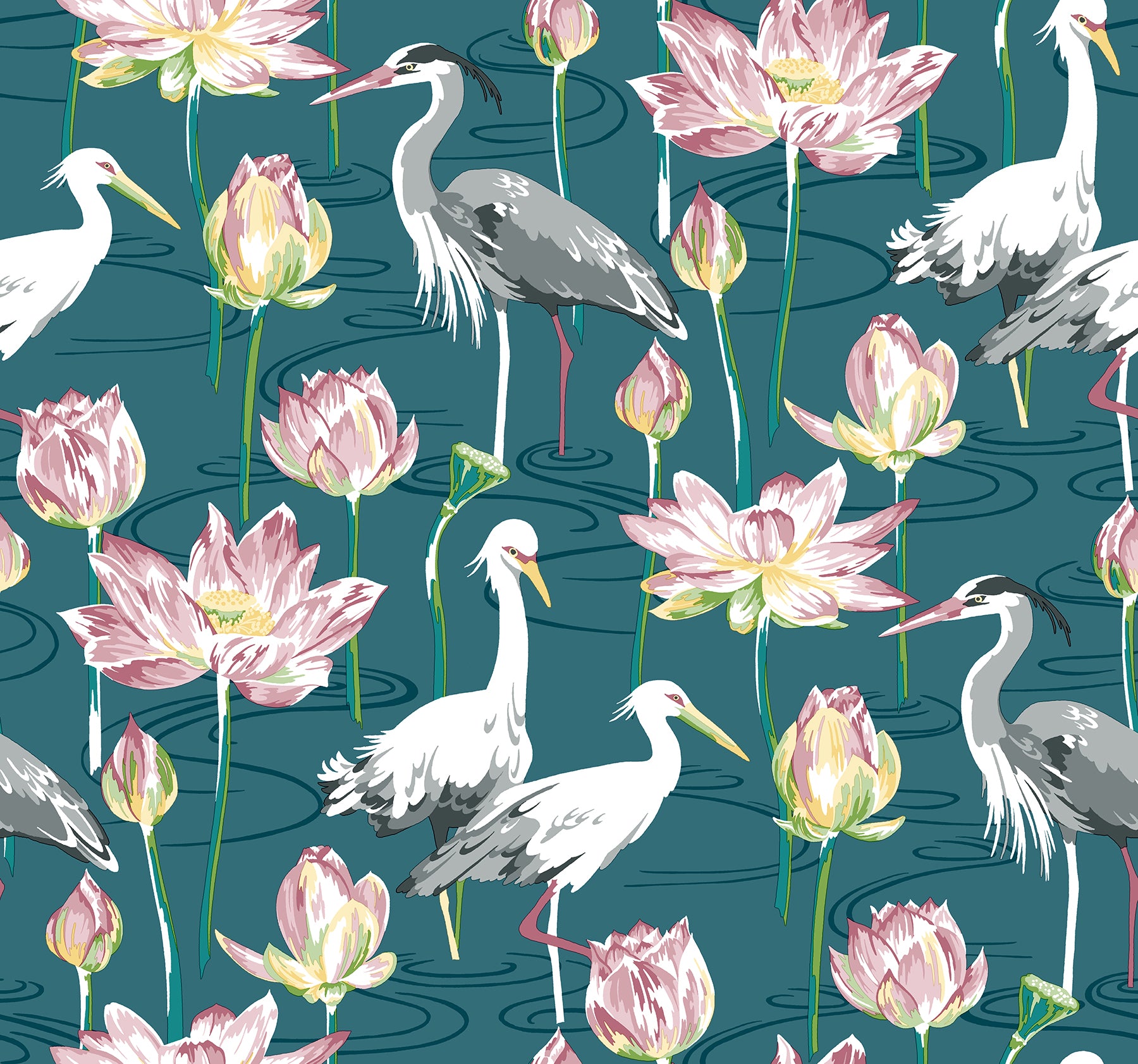 Barton Heron Wallpaper Wallpaper A-Street Prints Double Roll Teal 