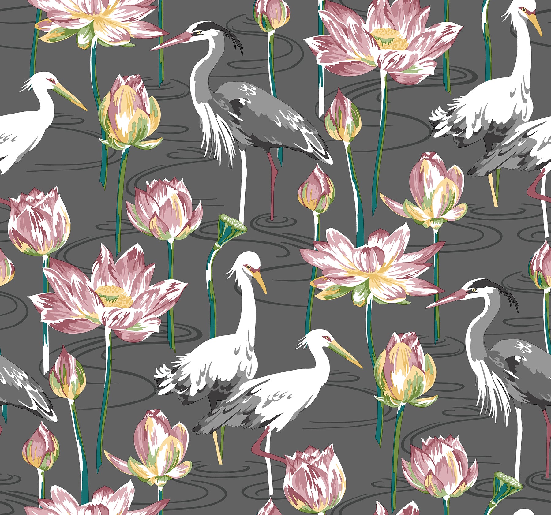 Barton Heron Wallpaper Wallpaper A-Street Prints Double Roll Grey 