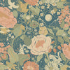 Vaxa Rabbits and Rosehips Wallpaper Wallpaper A-Street Prints Double Roll Teal 