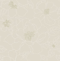 Gardena Sea Green Embroidered Floral Wallpaper Wallpaper A-Street Prints Double Roll Light Grey 