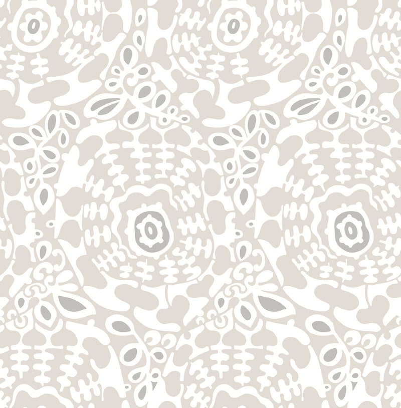 Divine Slate Abstract Medallion Wallpaper Wallpaper A-Street Prints Double Roll Grey 