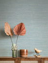 Sheehan Light Blue Faux Grasscloth Wallpaper Wallpaper A-Street Prints   