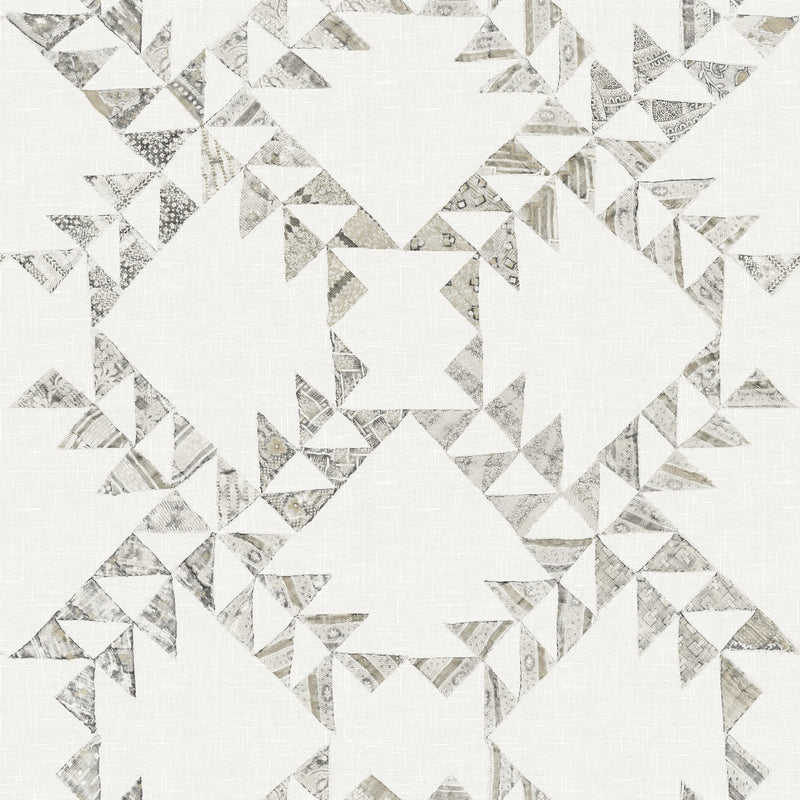 Scrap Quilt Wallpaper Wallpaper Cheseapeake Double Roll Grey 