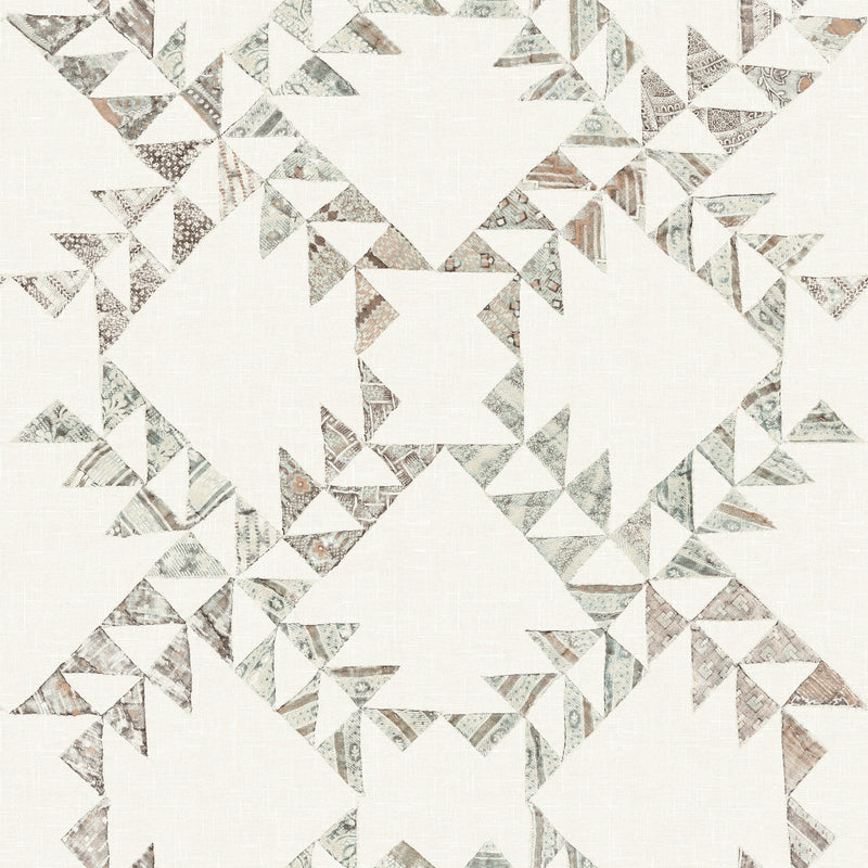 Scrap Quilt Wallpaper Wallpaper Cheseapeake Double Roll Light Brown 