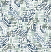 Wanderer Aquamarine Mosiac Wallpaper Wallpaper A-Street Prints Double Roll Blueberry 