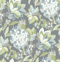Valdivian Fuchsia Floral Wallpaper Wallpaper A-Street Prints Double Roll Aqua 