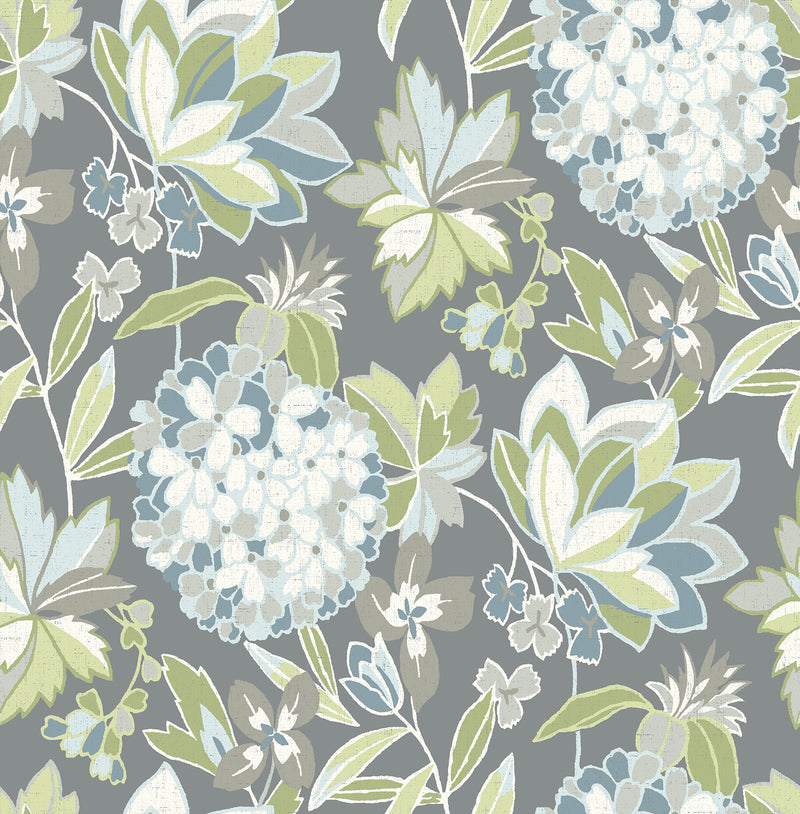 Valdivian Fuchsia Floral Wallpaper Wallpaper A-Street Prints Double Roll Aqua 