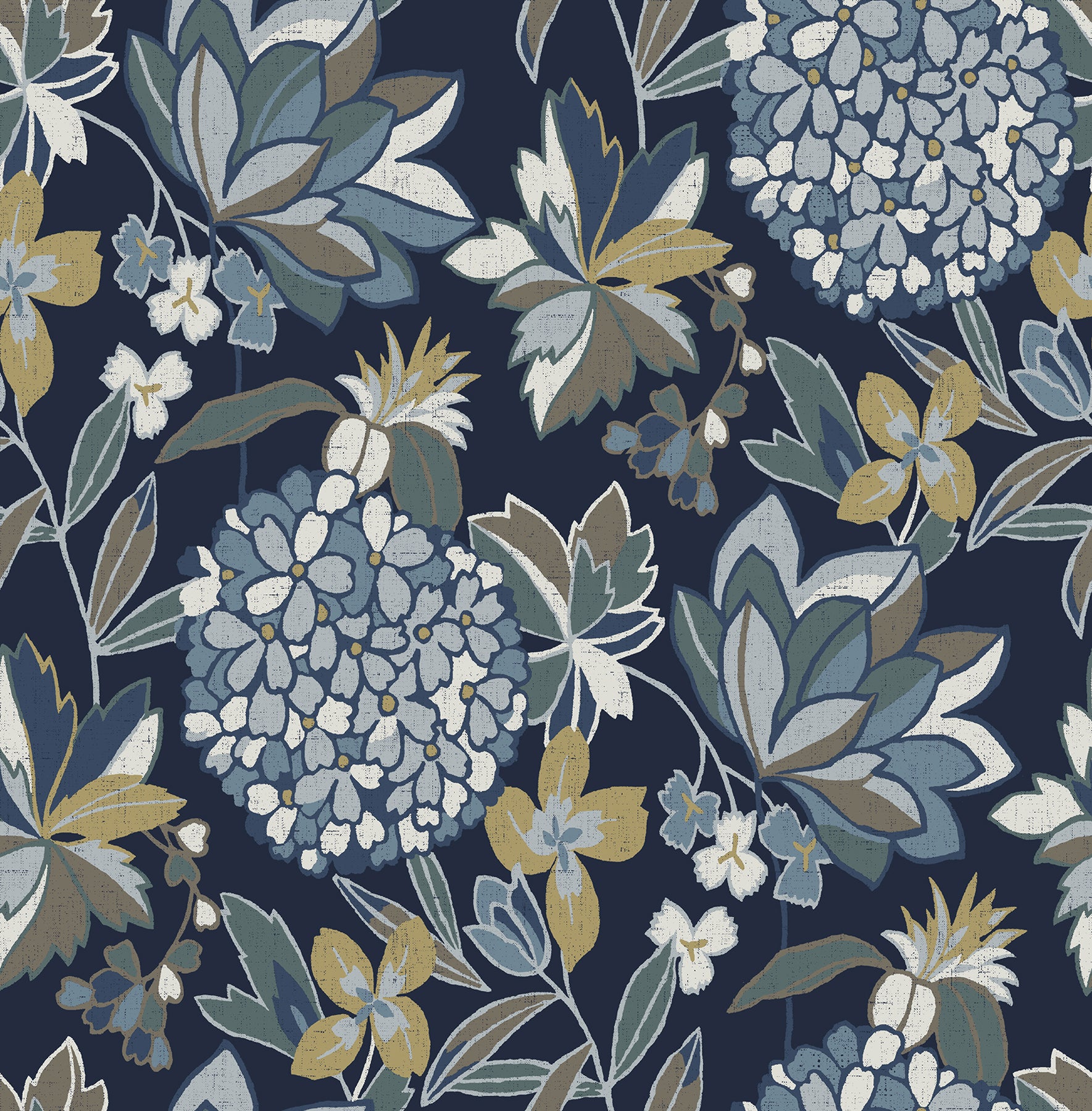 Valdivian Fuchsia Floral Wallpaper Wallpaper A-Street Prints Double Roll Indigo 
