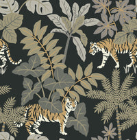 Caspian Jungle Prowl Wallpaper Wallpaper A-Street Prints Double Roll Charcoal 