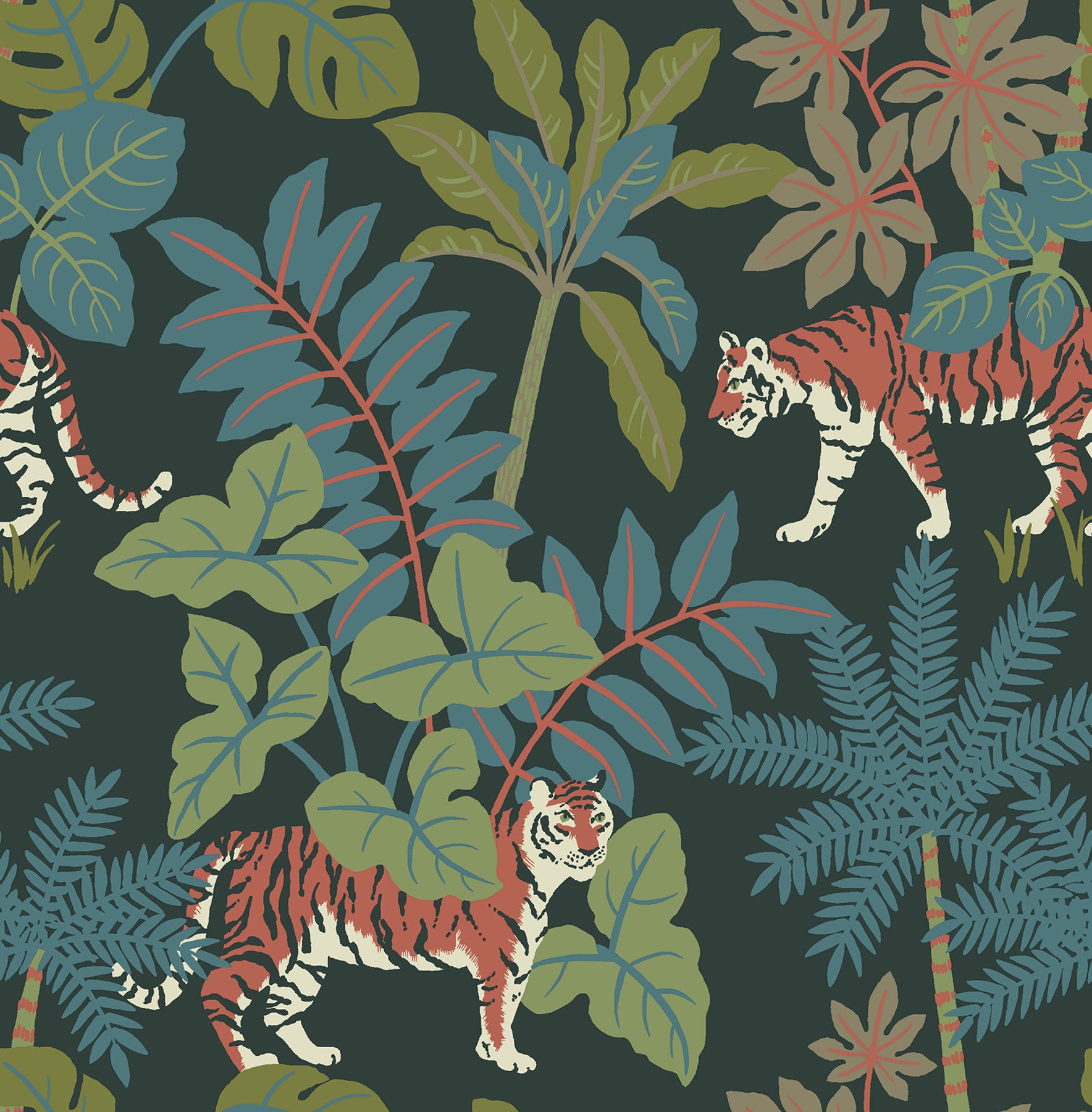 Caspian Jungle Prowl Wallpaper Wallpaper A-Street Prints Double Roll Evergreen 
