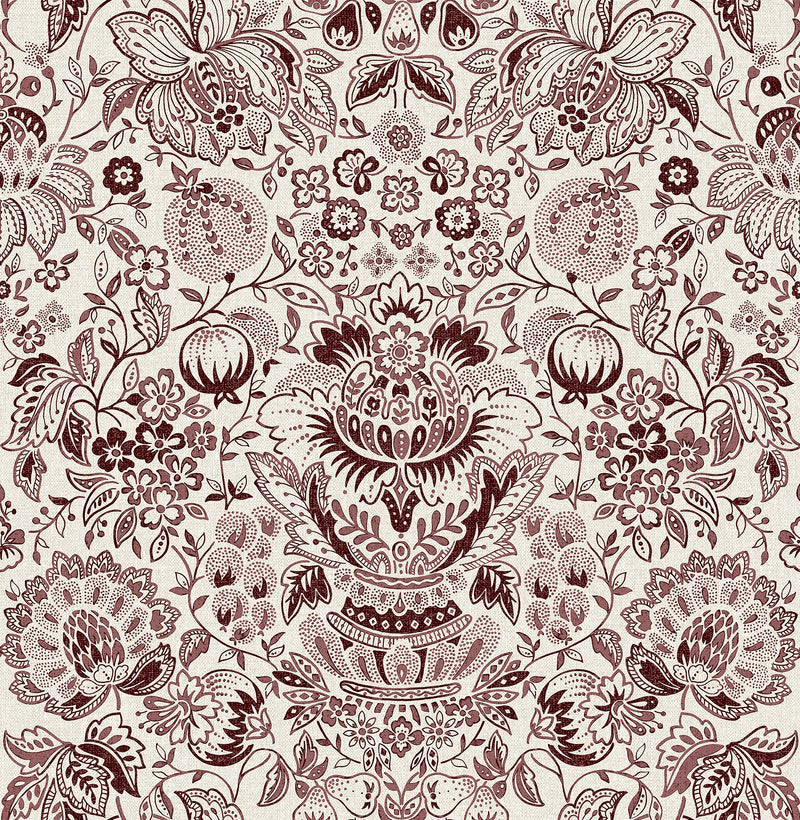 Blanche Floral Damask Wallpaper Wallpaper A-Street Prints Roll Plum