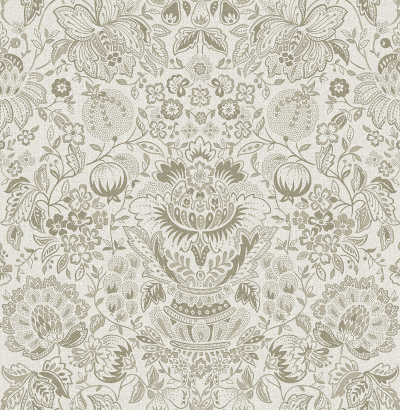 Blanche Floral Damask Wallpaper Wallpaper A-Street Prints Roll Neutral