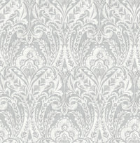 Berkshire Damask Wallpaper Wallpaper A-Street Prints Roll Grey