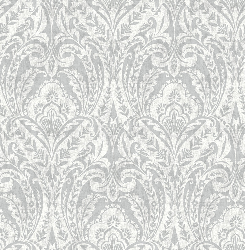 Berkshire Damask Wallpaper Wallpaper A-Street Prints Roll Grey