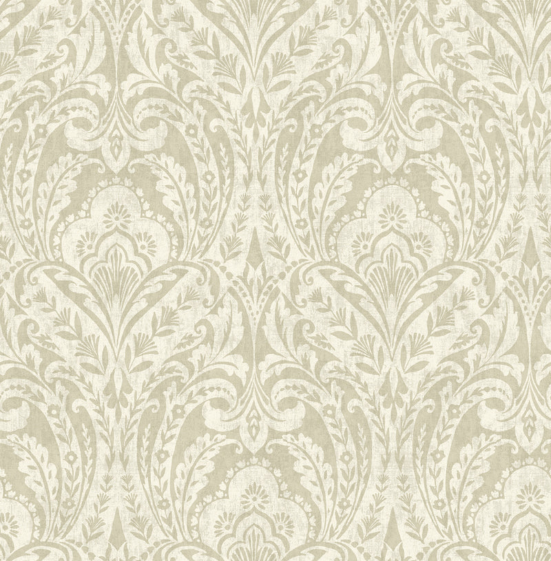 Berkshire Damask Wallpaper Wallpaper A-Street Prints Roll Beige