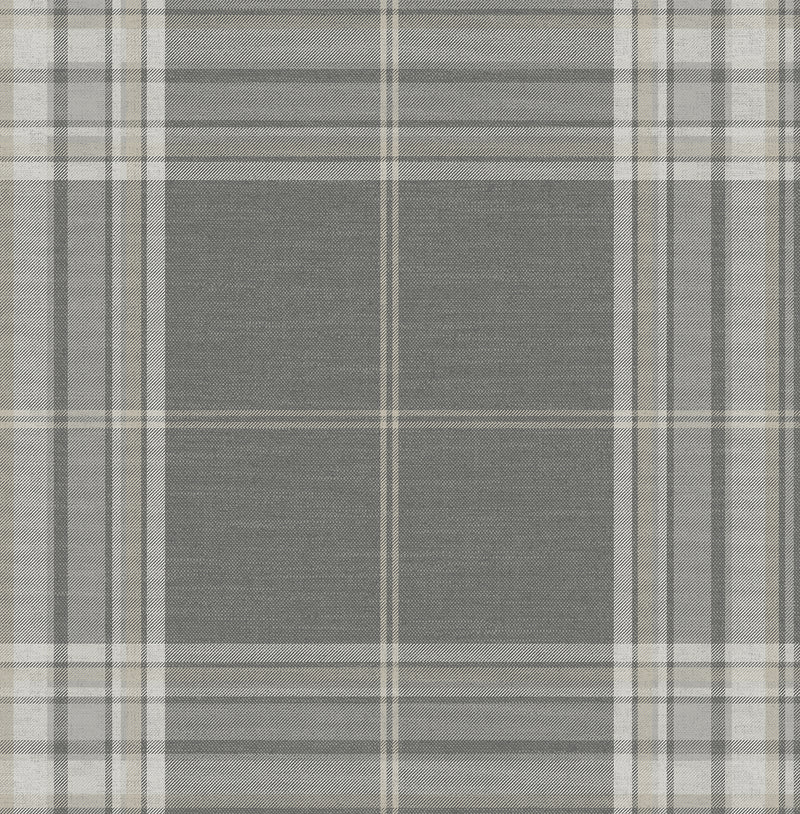 Westley Plaid Wallpaper Wallpaper A-Street Prints Roll Grey