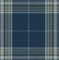 Westley Plaid Wallpaper Wallpaper A-Street Prints Roll Navy