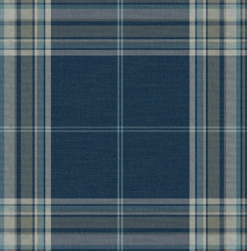 Westley Plaid Wallpaper Wallpaper A-Street Prints Roll Navy