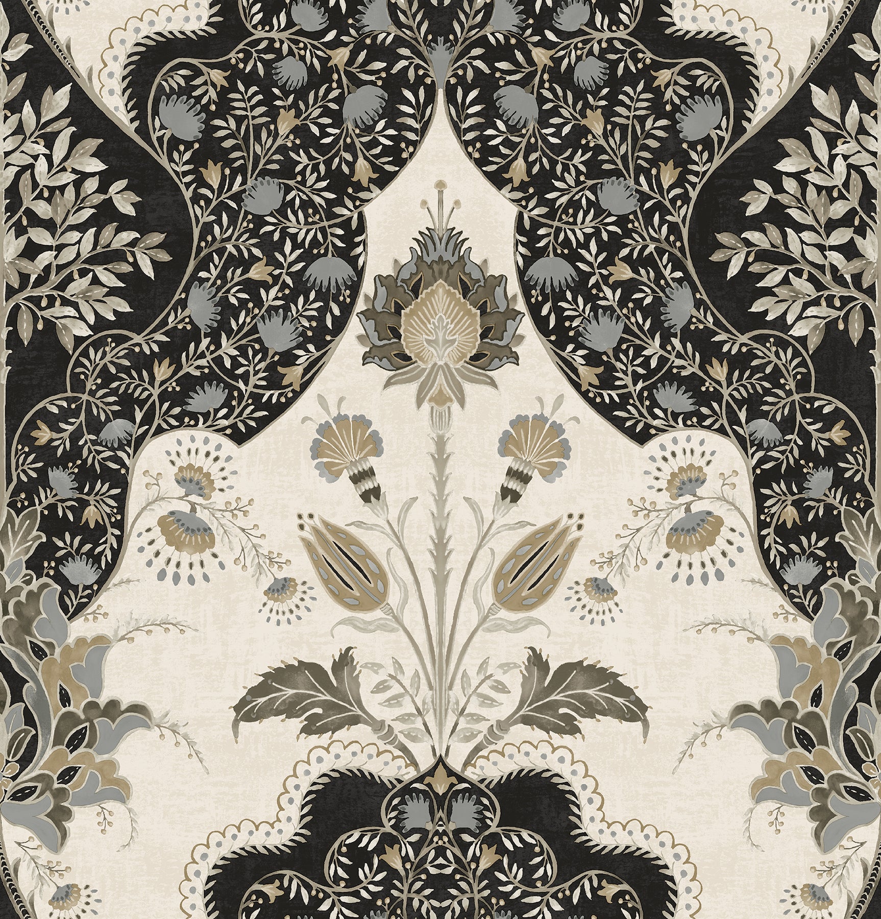 Auden Floral Grandeur Wallpaper Wallpaper A-Street Prints Roll Black