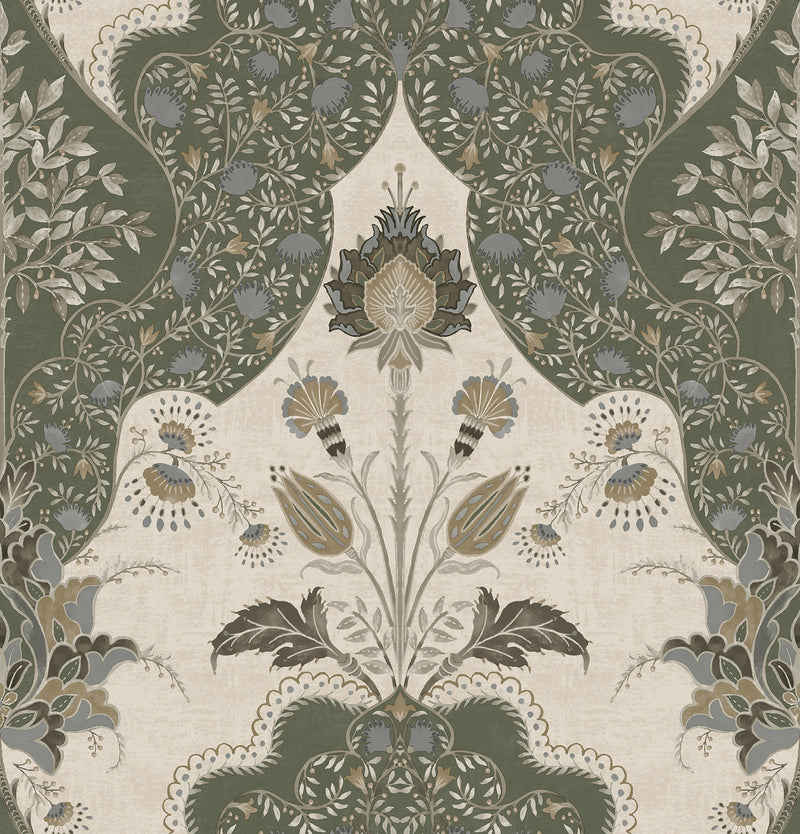 Auden Floral Grandeur Wallpaper Wallpaper A-Street Prints Roll Green