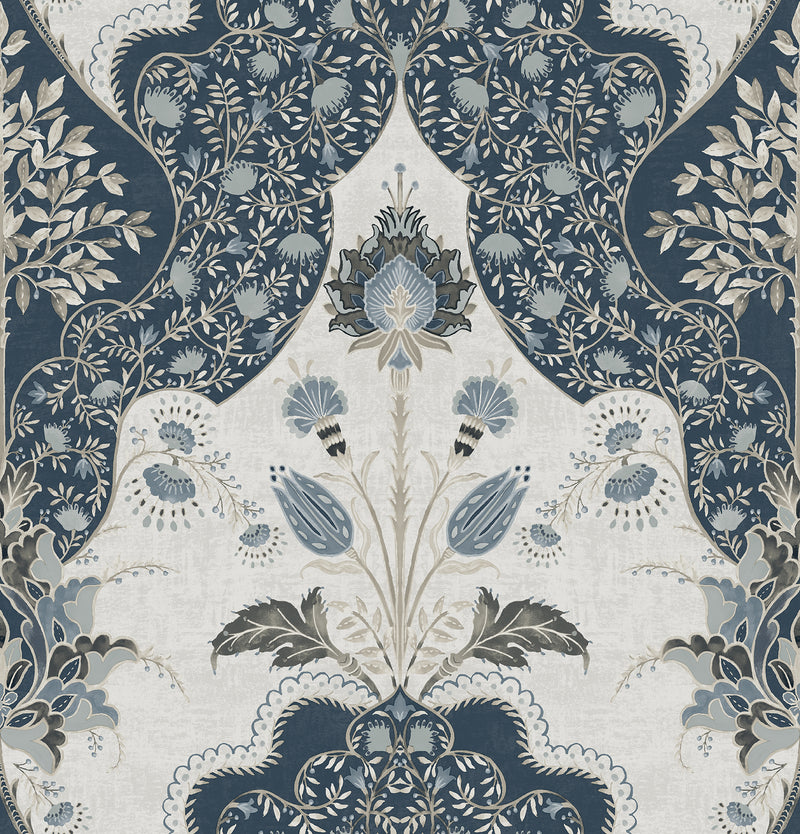 Auden Floral Grandeur Wallpaper Wallpaper A-Street Prints Roll Dark Blue