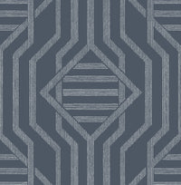 Essex Geometric Wallpaper Wallpaper A-Street Prints Roll Navy