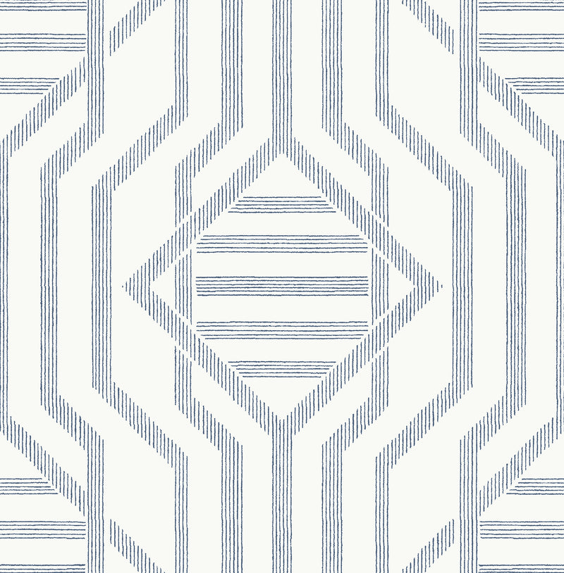 Essex Geometric Wallpaper Wallpaper A-Street Prints Roll Dark Blue