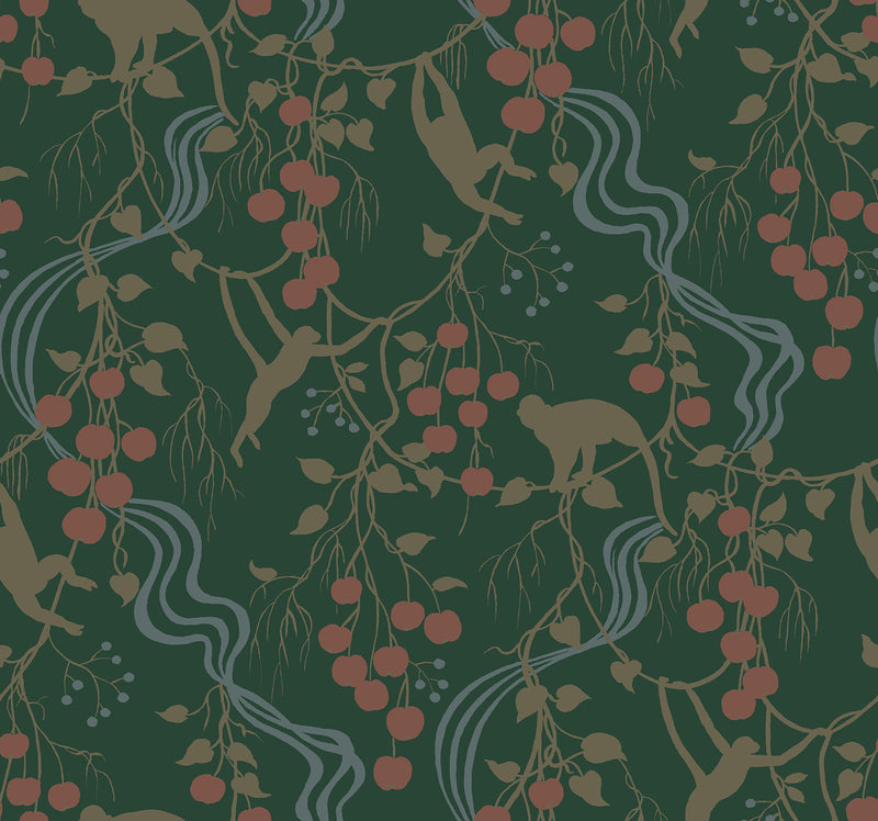 Linden Jungle Canopy Wallpaper Wallpaper A-Street Prints Roll Dark Green