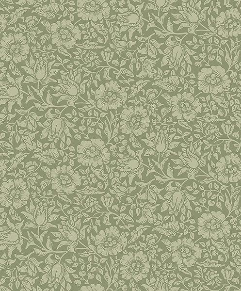 Mallow Wallpaper Wallpaper A-Street Prints Double Roll Green 