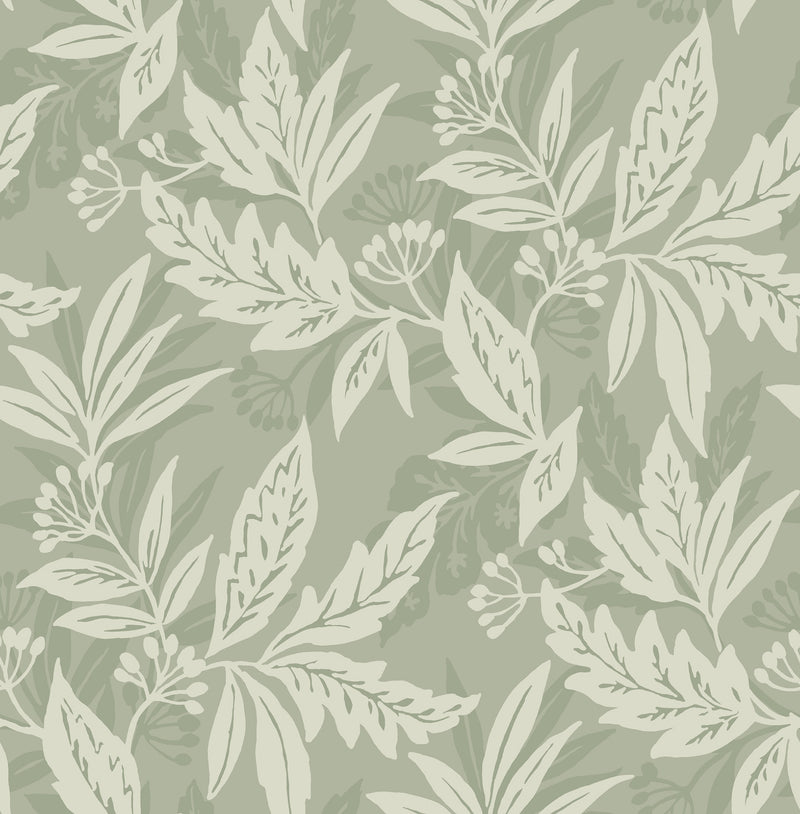 Anita Woodland Floral Wallpaper Wallpaper A-Street Prints Double Roll Sage 