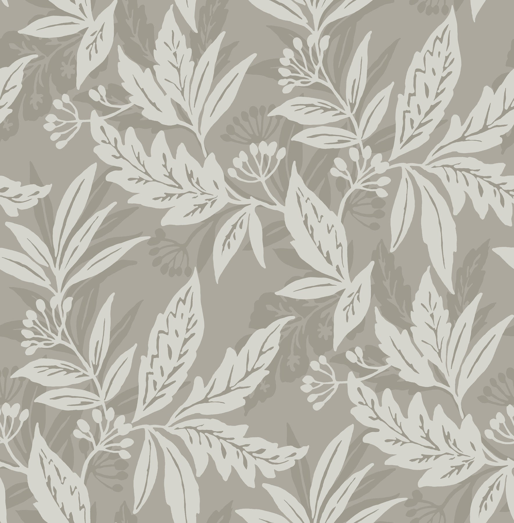 Anita Woodland Floral Wallpaper Wallpaper A-Street Prints Double Roll Pewter 