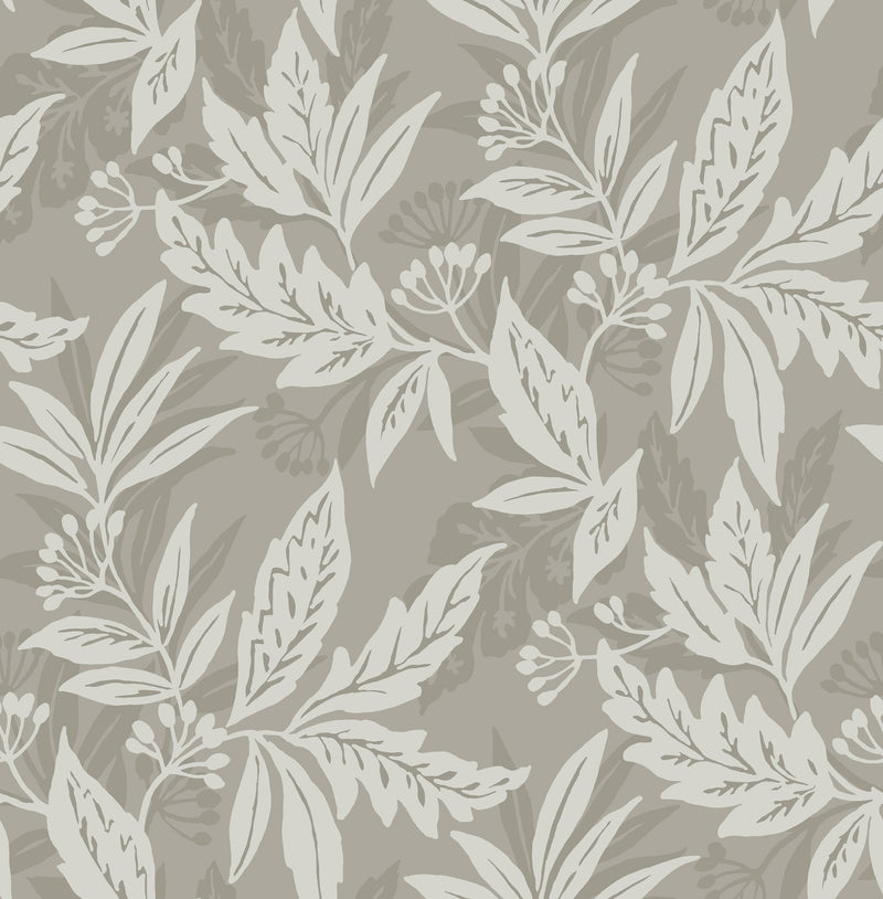 Anita Woodland Floral Wallpaper Wallpaper A-Street Prints Double Roll Pewter 