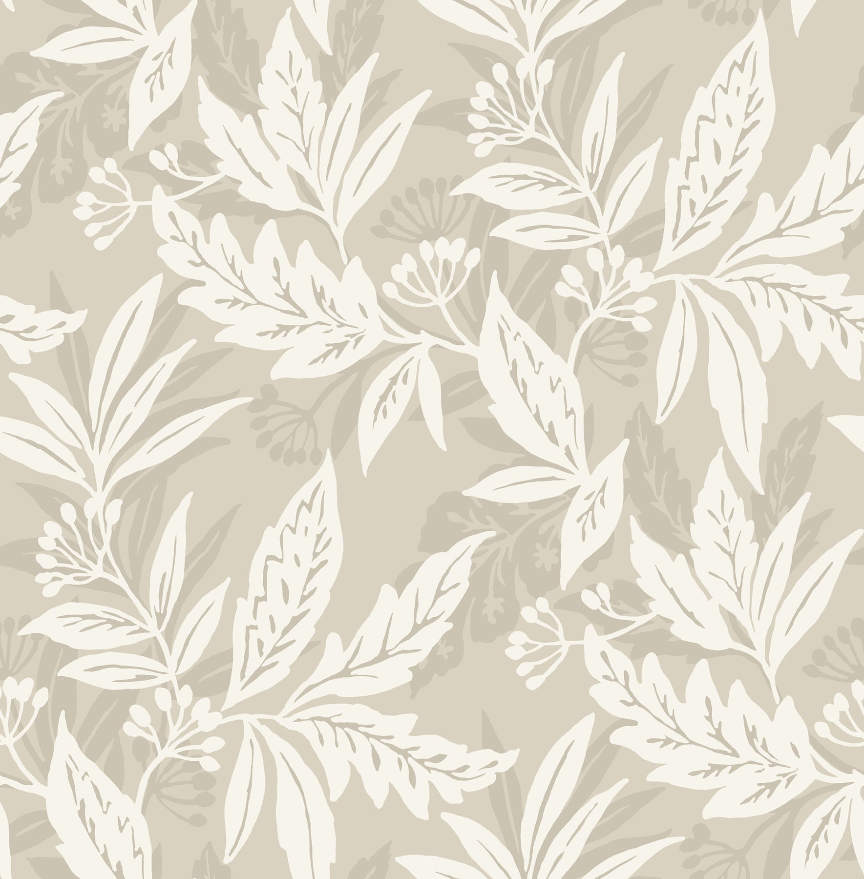 Anita Woodland Floral Wallpaper Wallpaper A-Street Prints Double Roll Beige 