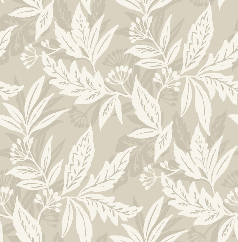 Anita Woodland Floral Wallpaper Wallpaper A-Street Prints Double Roll Beige 