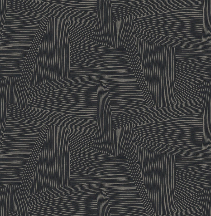 Reid Woven Geometric Wallpaper Wallpaper A-Street Prints Double Roll Black 